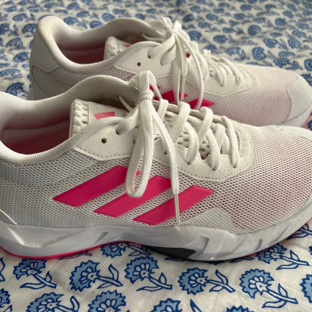Adidas Women's White and Pink Sneakers